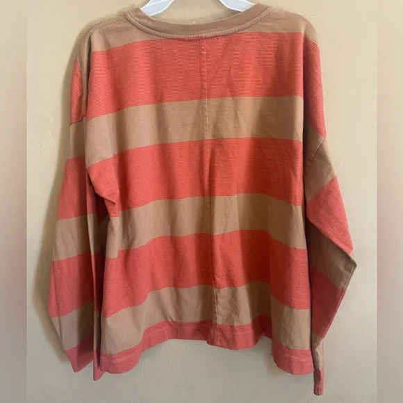 Madewell easy crewneck long sleeve tee size Large stripes burnt camel - Picture 3 of 6